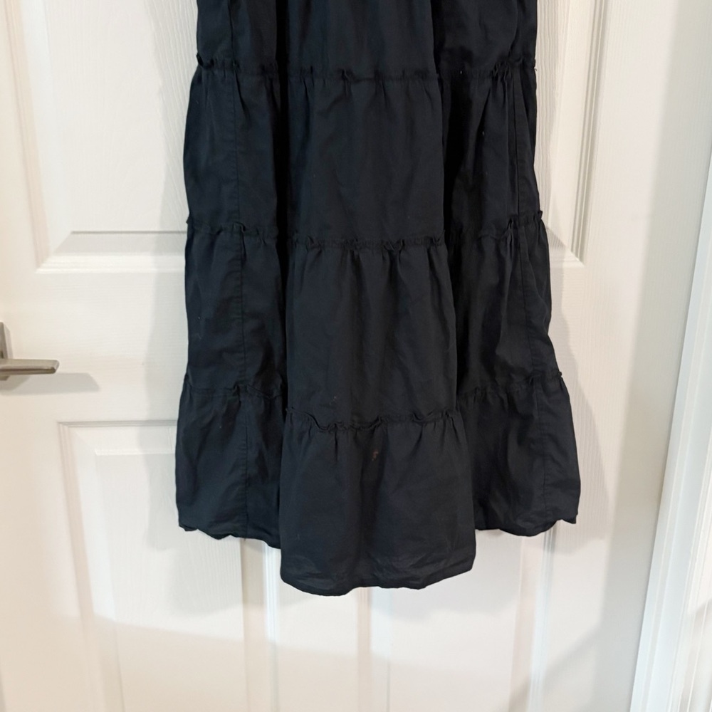 Hill House Ellie Nap Dress Smocked Ruffle Midi 100% Cotton Black Sz Small - Picture 7 of 11